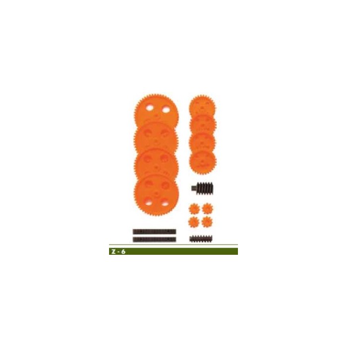 Jeu de roues dentées module 1 pour axes de 4mm (couleur orange)
