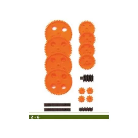 Jeu de roues dentées module 1 pour axes de 4mm (couleur orange)
