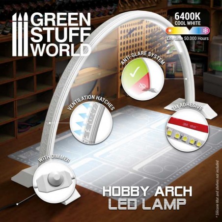 SET  -   LAMPE LED HOBBY ARCH - Faded White ET SUPPORT POUR PHOTOS