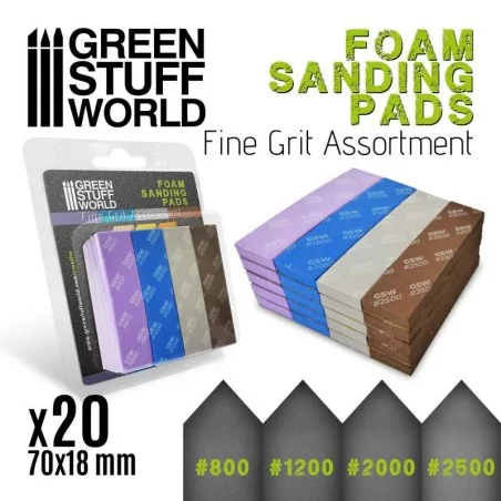 Eponge de Ponçage Flexible - Assortiment de FIN GRAIN x20