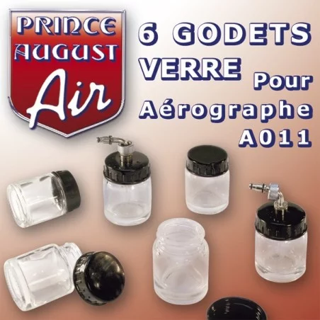 6 Glasbehälter passend zu Airbrush A011