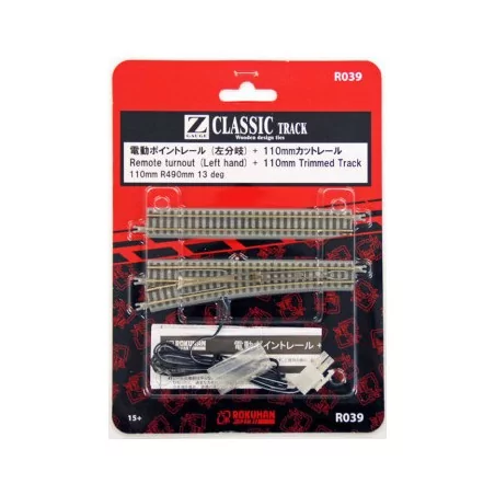 Z/ Aiguillage électrique droite R490-13° 110mm + rail droit