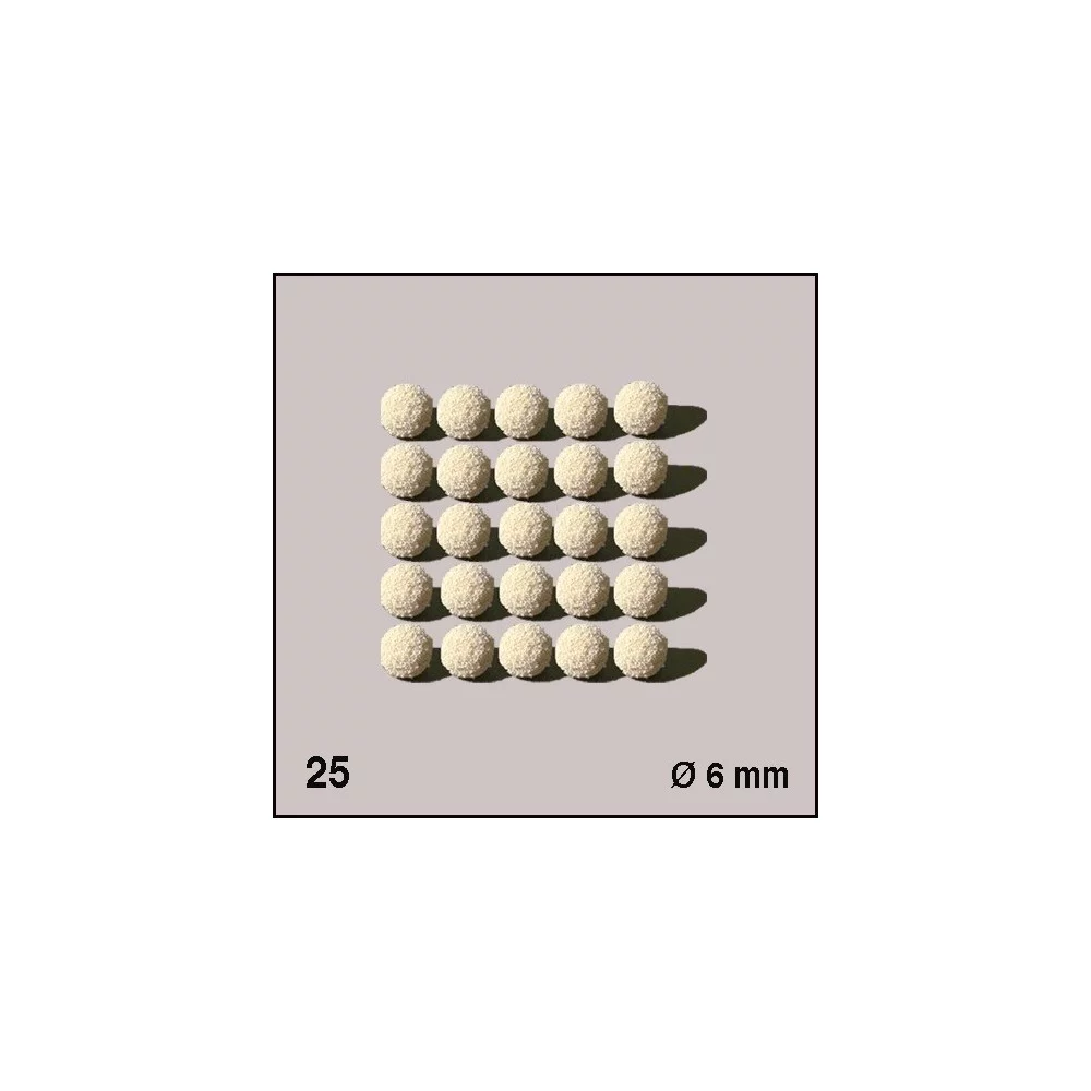 Boules d'éponge blanches, diamètre 6 mm. 25 boules