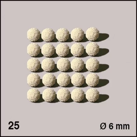 Boules d'éponge blanches, diamètre 6 mm. 25 boules