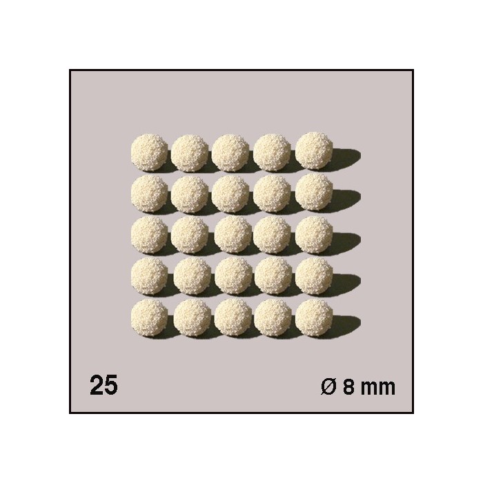 Boules d'éponge blanches, diamètre 8 mm. 25 boules