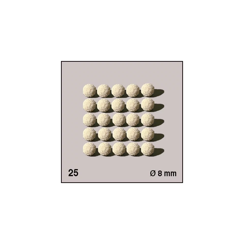 Boules d'éponge blanches, diamètre 8 mm. 25 boules
