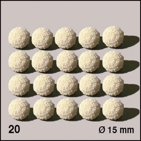 Boules d'éponge blanches, diamètre 15 mm. 20 boules