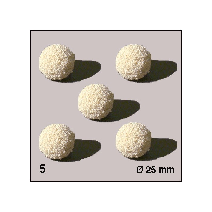 Boules d'éponge blanches, diamètre 25 mm. 5 boules