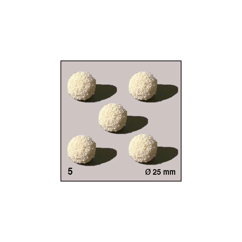 Boules d'éponge blanches, diamètre 25 mm. 5 boules